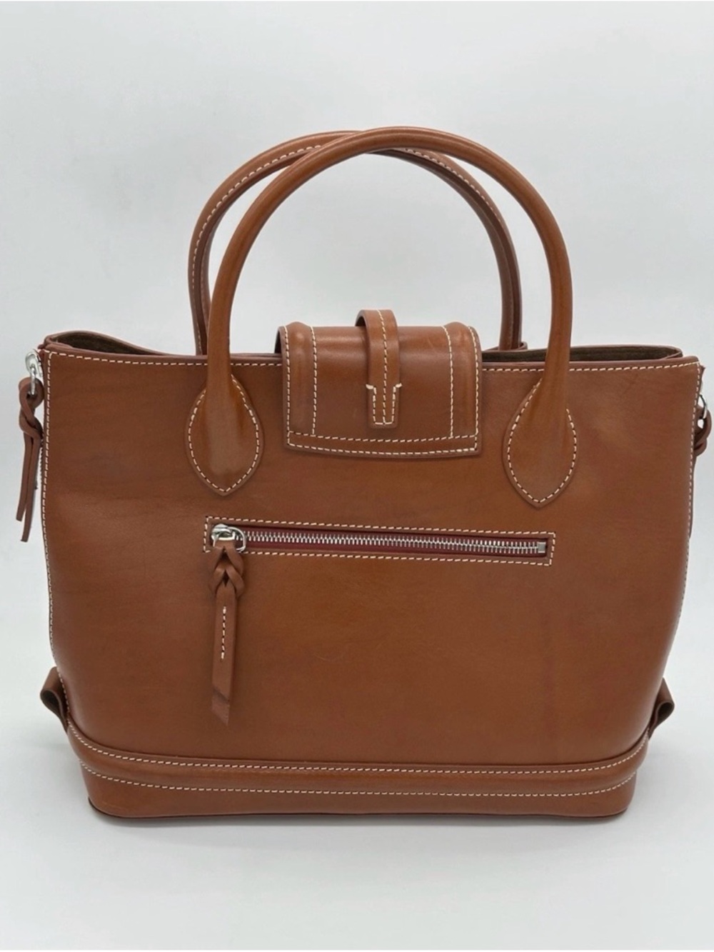 ooney & Bourke Florentine Toscana Side Zip Satchel - Caramel Leather - Picture 4 of 14